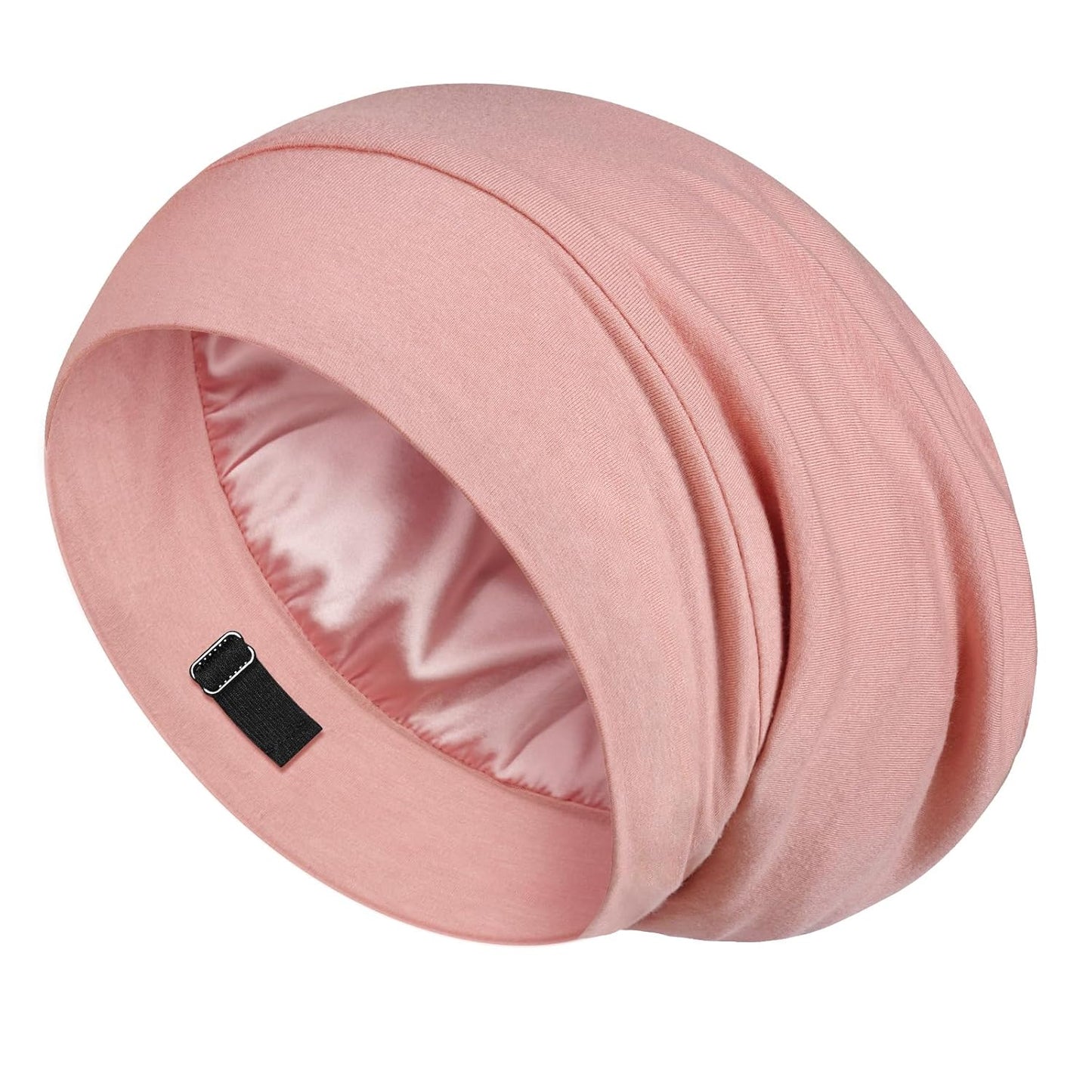 LULUSILK 100% Mulberry Silk Bonnet for Sleeping Women and Men, No More Frizzy Tangled Hair, Real Silk Sleep Cap for Curly Hair, Black, Pack of 1