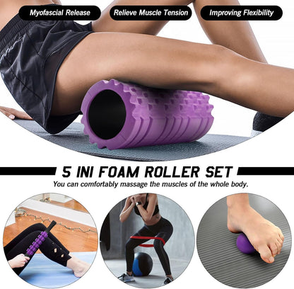 5 in 1 Foam Roller Set High Density Patented Foam Roller for Exercise