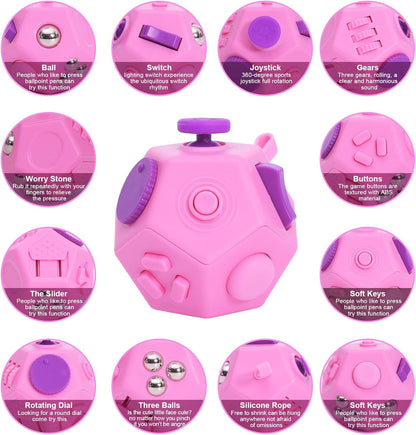 UOOEFUN Small Fidget Toys,12 Sided Fidget Toys,Mini Cube Toys Relief Stress,Autism and Anxiety Depression Anti for Kids Adults Improve Focus (Grey)