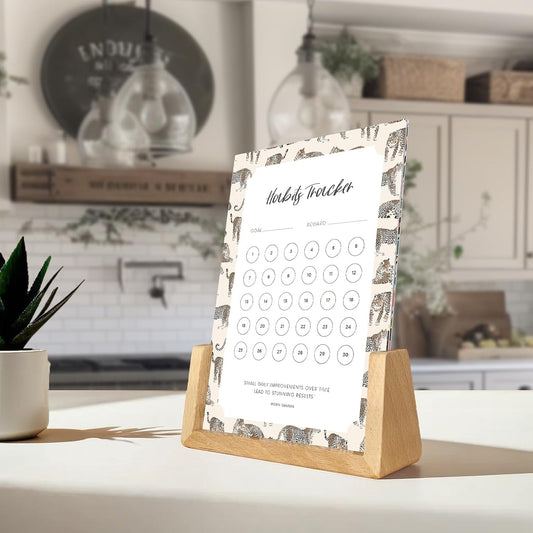 Habit Tracker Calendar - Made in USA, Designed by Local Artist, Motivational 30 day monthly challenge - Tool and gift for Productivity, Self-growth (Habit Tracker-Florals, U-Stand)