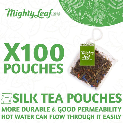 Mighty Leaf Green Tea Tropical – 100 Count Whole Leaf Green Tea Bags – Pyramid Sachets with Pineapple, Tropical Fruit & Floral Flavors – Antioxidant-Rich, Lightly Caffeinated