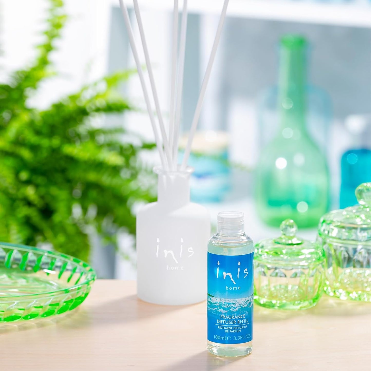 Inis the Energy of the Sea - Reed Diffuser Set with Fragrance Oil | Glass Bottle and Fibre Reeds, Clean Ocean Fresh Aquatic Home Fragrance for Living Room, Bathroom and Bedroom