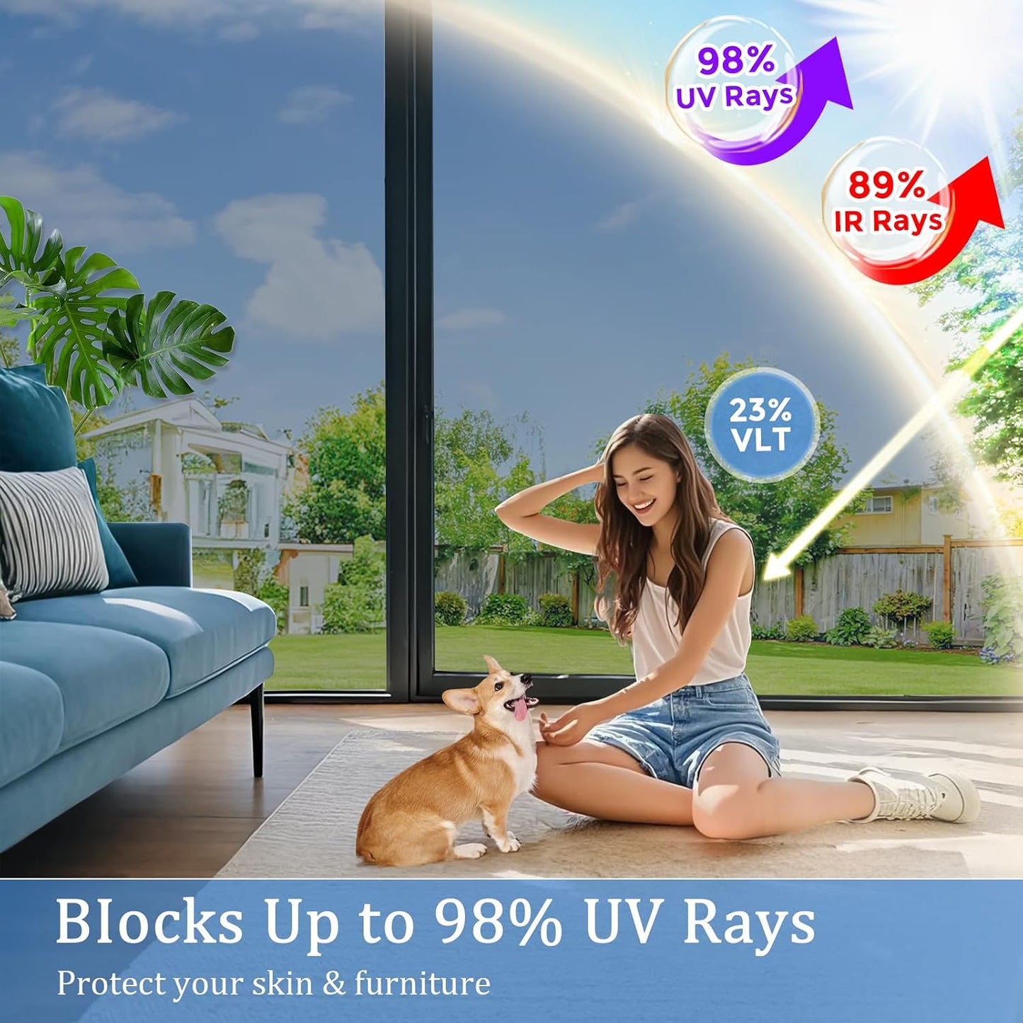 Coavas Blackout Window Film, 100% Light Blocking Privacy Window Film, No Glue Static Cling, Heat & UV Blocking, Removable Room Darkening Window Cover, Renter Friendly for Bedroom, 17.5x78.7Inch,Black