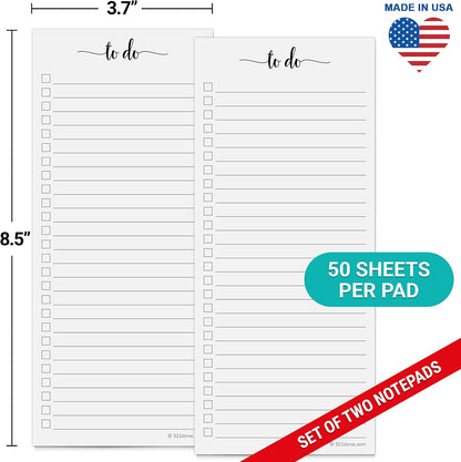 321Done To Do List Notepad, 2-Pack 50 Sheets Each, 3.7x8.5 College Ruled Pad, 70lb Matte Paper, Note Pad for Shopping List, Checklist To-Dos Tasks Planning for Home Office, Made in USA