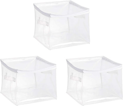 Amazon Basics Clear Zippered Storage Bags for Closet Organization, Stackable Clothing and Linen Storage Containers, 3-Pack