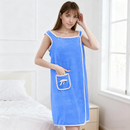 Women's Wearable Towel Bathrobe,Plus Size Wearable Shower Skirt,Quick Dry Absorbent Bath Towel for Comfortable Home Spa Body,Green, 53x31in/50-70kg