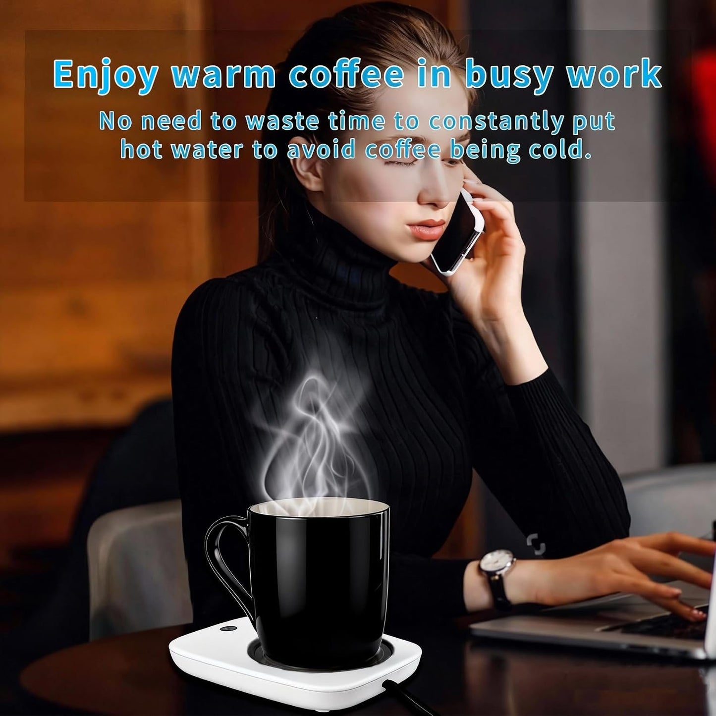 Misby Mug Warmer, Coffee Cup Warmer with Auto Shut Off, Gravity-Induction Coffee Warmer for Desk Use, Coffee Mug Warmer for Coffee Lovers Gift Keep Beverages Coffee Warmer (Black)