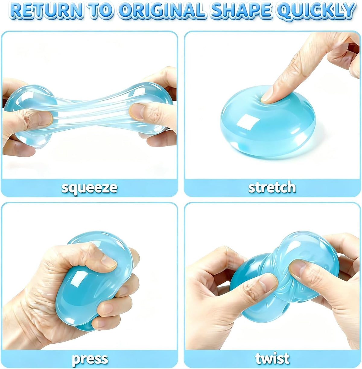Coconut Oil Squishy, 2 Pack Crystal-Clear Transparency Stress Relief Balls
