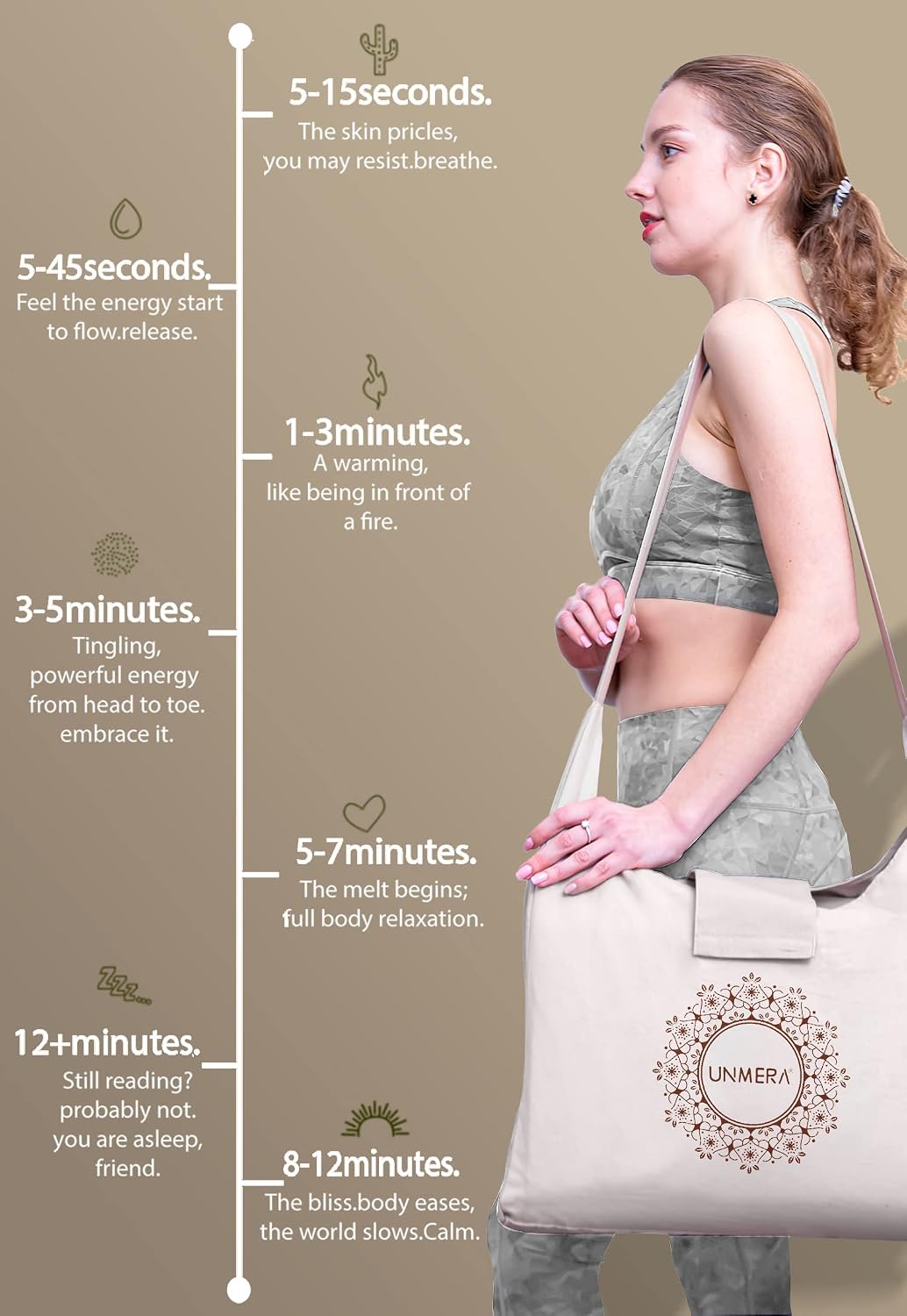 UNMERA Acupressure Mat and Pillow Set,Natural Premium Linen & Coconut Fiber Filling,for Back/Neck Pain Relief, Sciatic, Headache and Muscle Relaxation, Comes with Carrying Bag