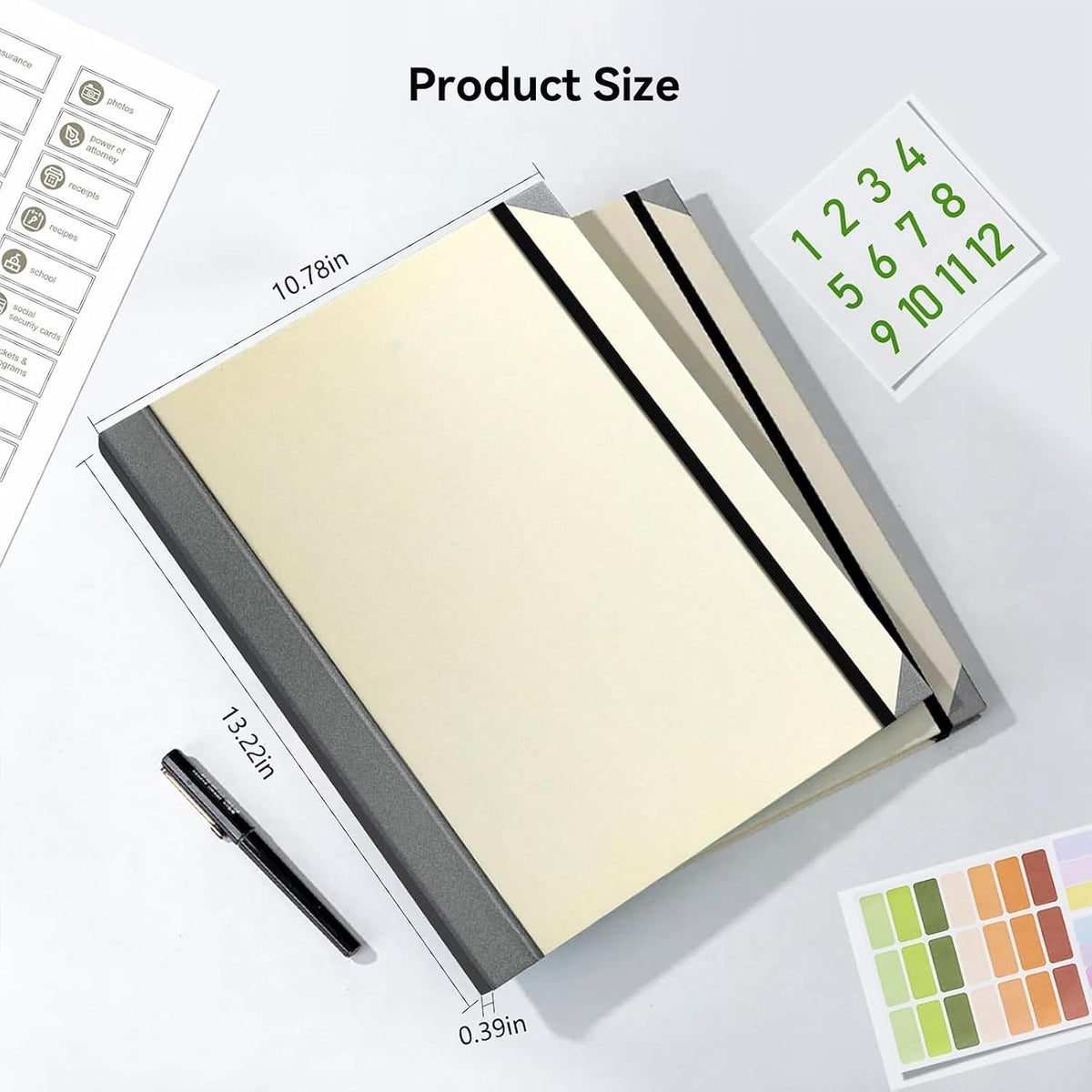 Important Document Organizer, File Folder with Labels and 12 Pockets, Expanding Storage Folder for Family Emergency Binder, Life Binder Organizer for Photos and Letters, Blue
