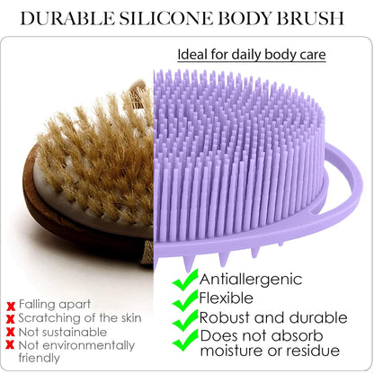 Silicone Body Scrubber – Dual-Sided Silicone Loofah for Shower, Set of 2 Soft Exfoliating Body Bath Shower Scrubber Loofah Brush Easy-to-Clean for Sensitive Kids Women Men All Kinds of Skin