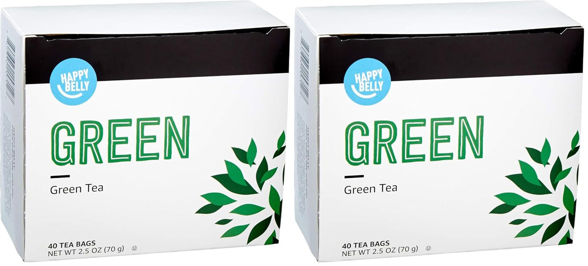 Happy Belly Green Tea Bags | 40 Count | Pack of 2