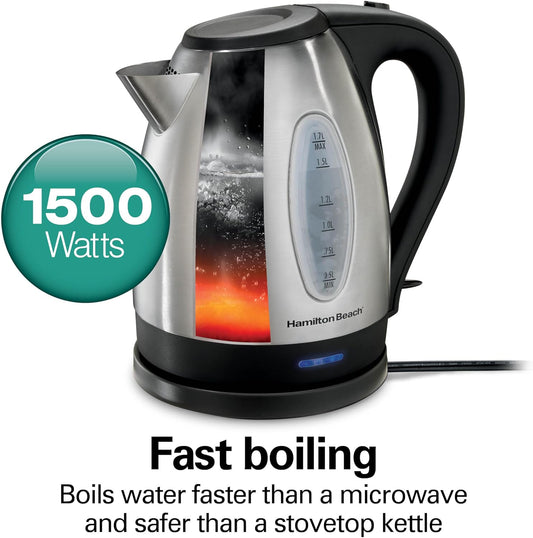 Hamilton Beach 1.7 Liter Electric Tea Kettle, Water Boiler & Heater