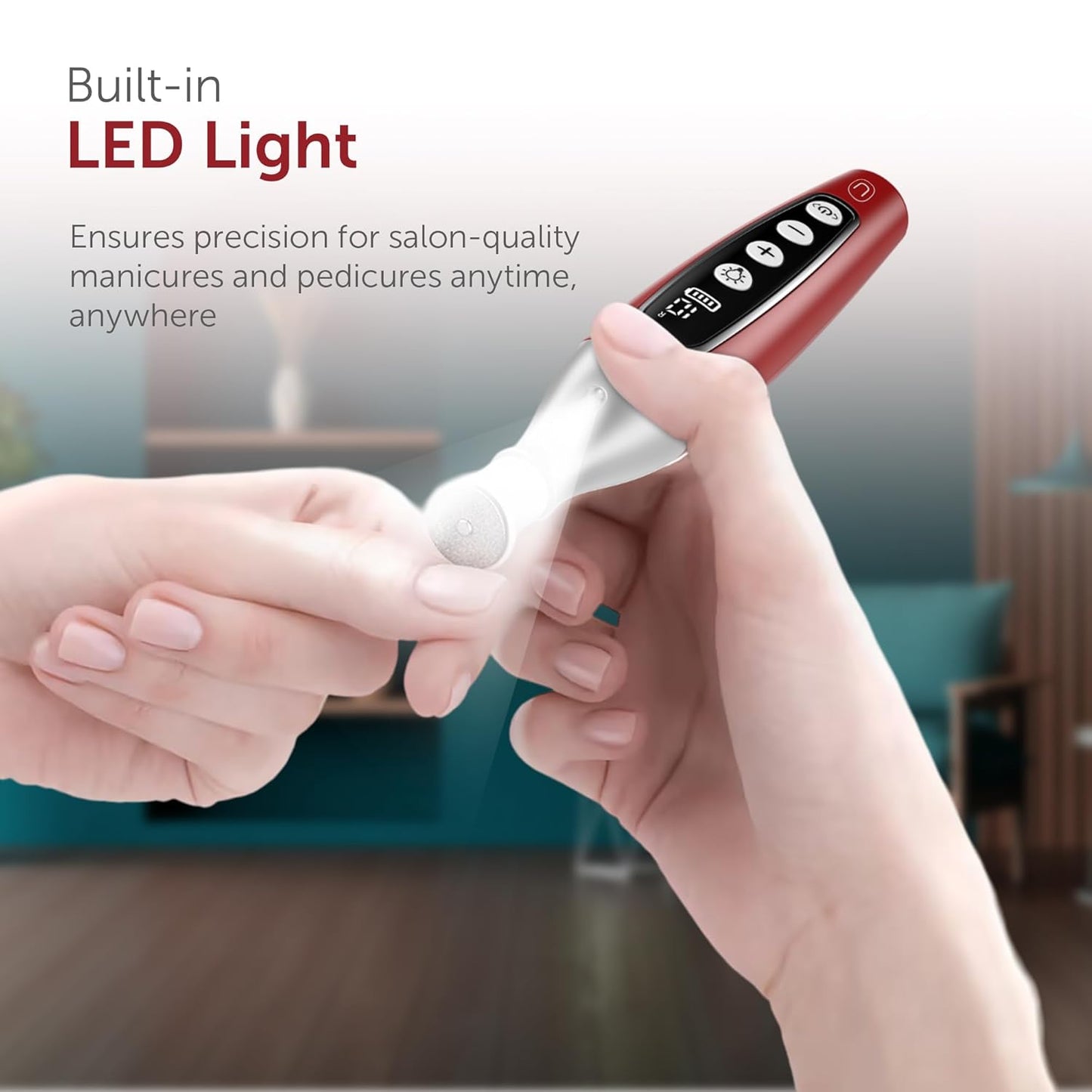 PediLux Pro Professional Manicure Pedicure Kit, Cordless Electric Nail File Drill Set, Thick Toenail Grinder, Toe Nail Dremel Tools, Filer, Buffer, Sander, Remove Cuticles, Callus for Men & Women