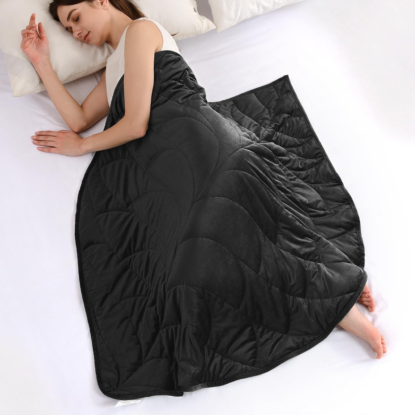 Kaisa Weighted Lap Blanket 7 lbs 41" x 53", Cozy Luxury Crystal Velvet Small Weighted Blanket for Adults, Portable Travel Weighted Blanket for Relaxation, All-Season Blanket, Machine Washable, Green