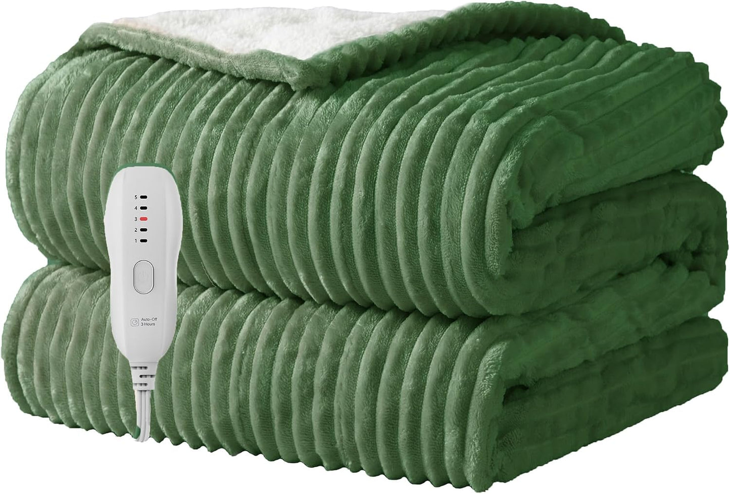 Texciting Heated Blanket Electric Blanket Throw 50''X60''-Heating Throw with 9 Heat Settings-2-10 Hours Auto Off,ETL Certified,Machine Washable (Green)