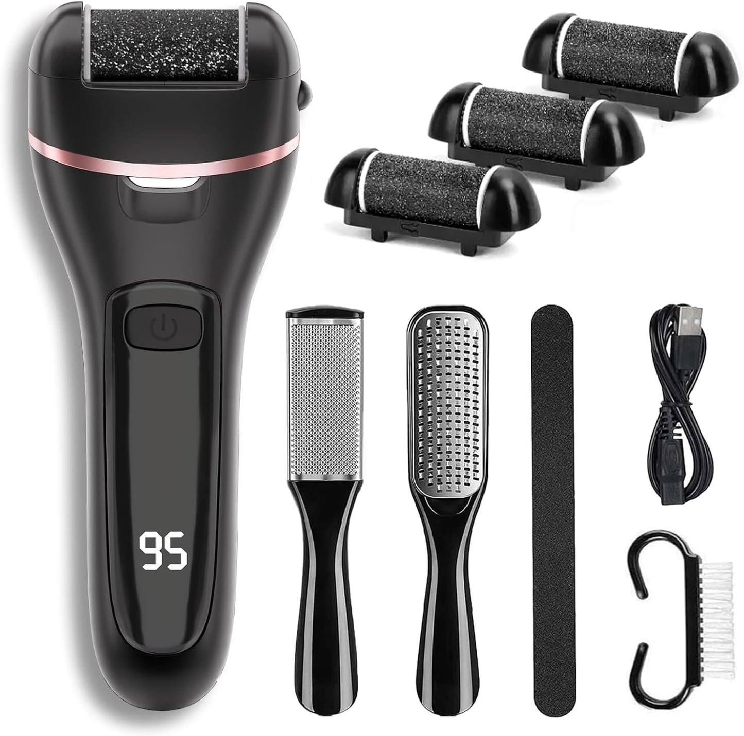Wea&Hea Electric Callus Remover for Feet with Rechargeable Waterproof 17 in 1 Professional Pedicure Kit with 3 Roller Heads 2 Speed,Foot File, Foot Care Tools Perfect for Dead Hard Cracked Dry Skin