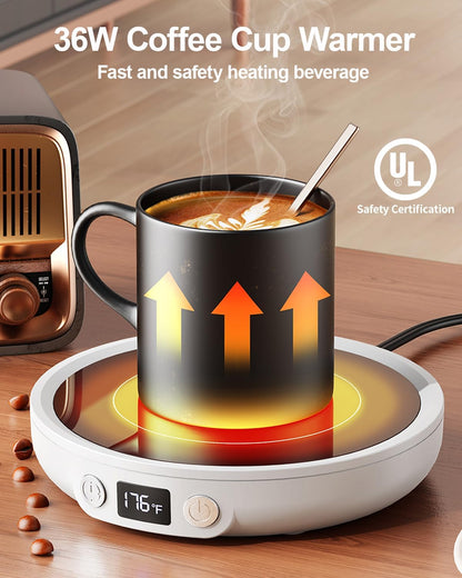 SWEETFULL Mug Warmer for Desk, Coffee Cup Warmer with Timer - Black