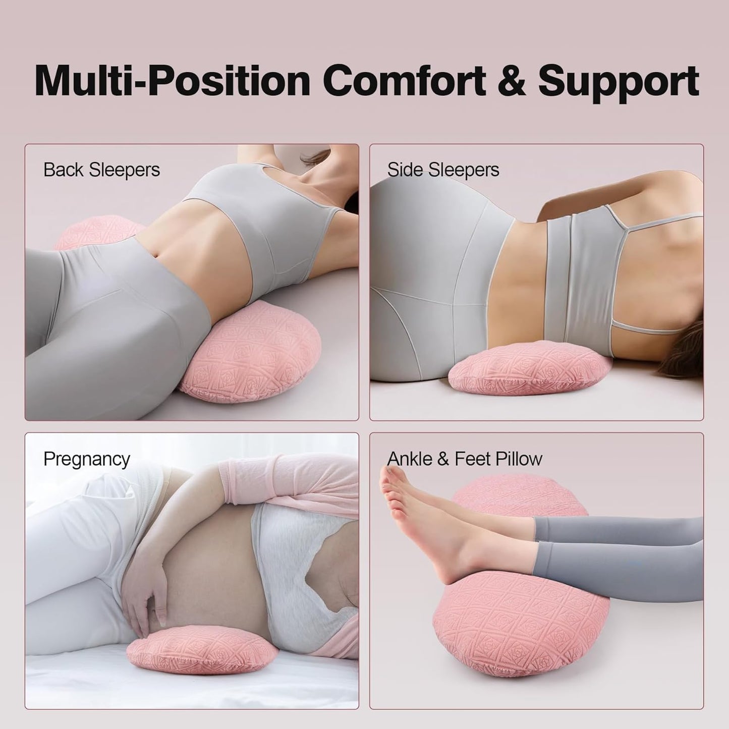 COMFYTHERA Lumbar Support Pillow for Sleeping Memory Foam Lumbar Support Cushion for Lower Back Pain Relief, Back Support Bed Pillow Waist Support (Dark Blue, Large)