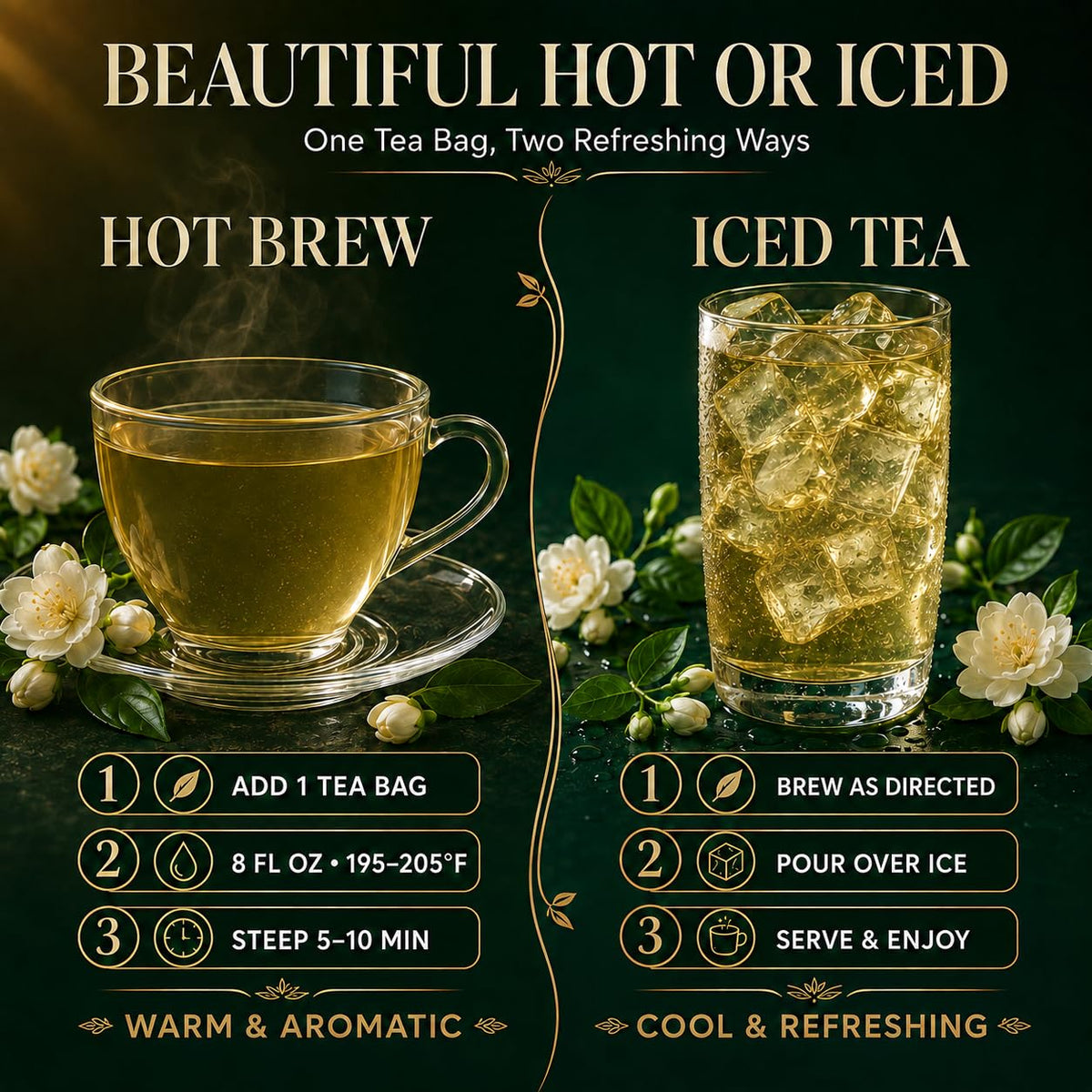 WOTIHA Jasmine Flower Tea Bags, Naturally Caffeine-Free, 80 Count, 160 g