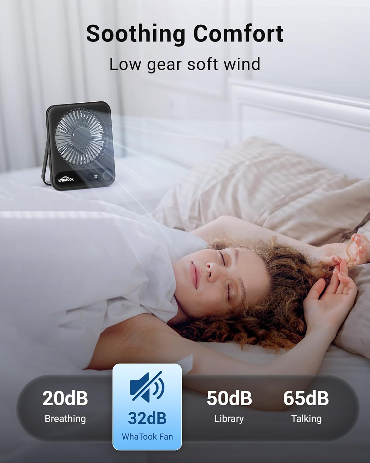 WHATOOK Small Desk Fan Personal Fans: 5000mah 25 Hours Battery Office Quiet Mini Desktop Fan Portable Rechargeable Travel Essentials (Purple, 2000 mAh)