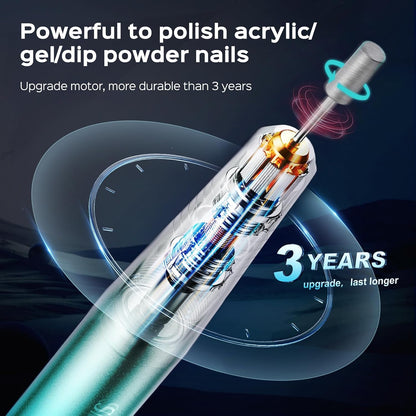 COSLUS C40 Electric Nail Drill File Professional: for Acrylic Gel Dip Powder Nails Portable Nail Machine Kit Manicure Pedicure Tools Polishing Set with Nail Drill Bits Sanding Bands
