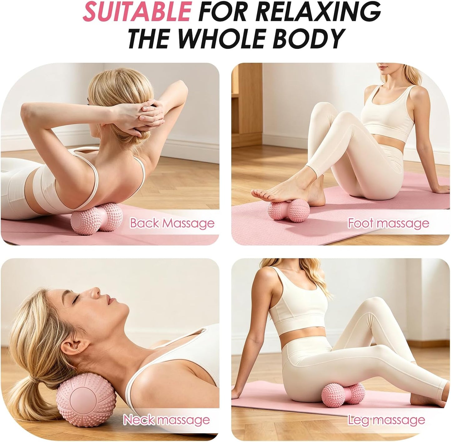 Hard Peanut Massage Ball - Dual Lacrosse Ball for Myofascial Release,Yoga & Deep Tissue Massage,Plantar Fasciitis and Acupoint Pressure Relief - Muscle Relaxer