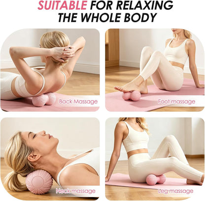 Hard Peanut Massage Ball - Dual Lacrosse Ball for Myofascial Release,Yoga & Deep Tissue Massage,Plantar Fasciitis and Acupoint Pressure Relief - Muscle Relaxer