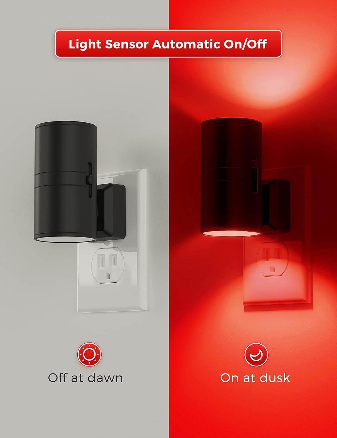 L LOHAS LED Night Light, Amber Nightlight, Dimmable Night Light, Light Sensor, Yellow Nightlight, 0-100LM, Sleep Light for Kids, Soft & Warm Light for Bedroom, Bathroom, 2 Pack