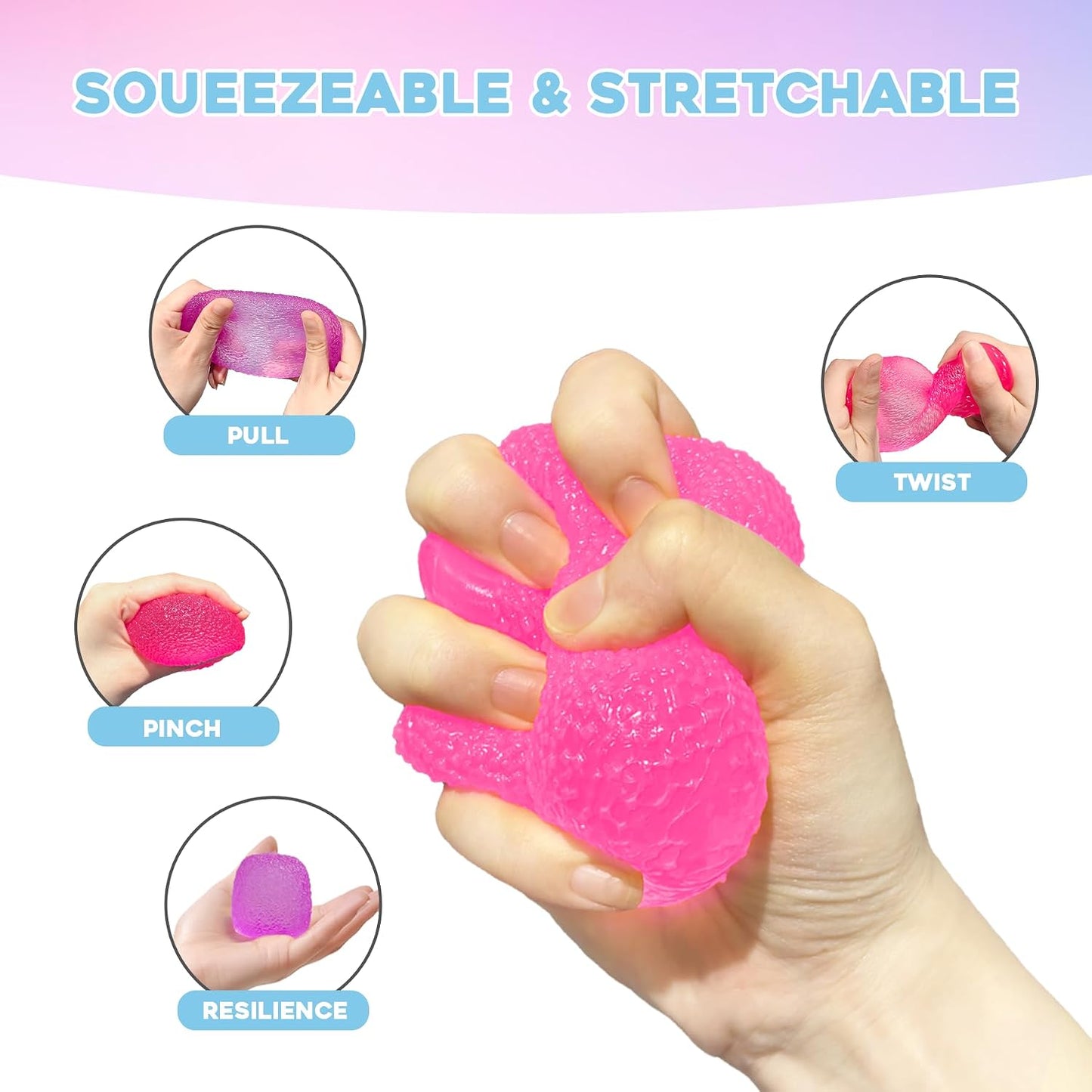 Stress Balls-Gumdrop Squishy Stress for Kids and Adults, Super Solid Squeeze Ball, Sensory for Stress Relief, Birthday, Easter Basket Stuffers and Party Favors (Blue)