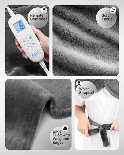 RENPHO Fathers Day Dad Gifts, Electric Heating Pad - 6 Heat Levels for Neck Shoulder and Back, Birthday Gifts for Women Men, Weighted Pad for Snug Fit, ETL Certified, FSA Eligible, 24"x33" Gray