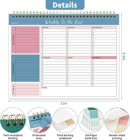 104 Pgs To Do List Notepad, 52 Undated Sheets Duplex-printed