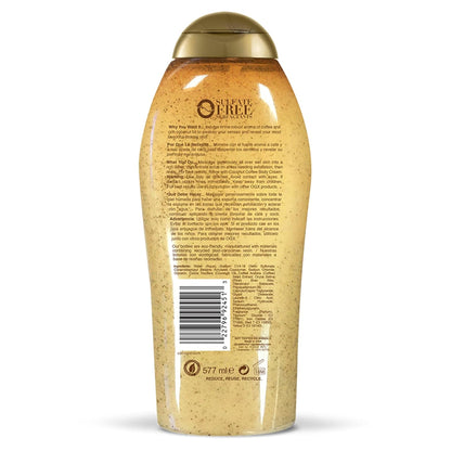OGX Smoothing + Coconut Coffee Exfoliating Daily Body Scrub with Arabica Coffee & Coconut Oil, Hydrating & Moisturizing Body Wash for Dry Skin, Paraben-Free with Sulfate-Free Surfactants, 19.5 Fl Oz