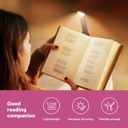 86lux Book Light, Rechargeable Reading Lights for Books in Bed, Ultralight Clip-on LED Bookmark Lamp with 3 Amber Colors & Stepless Dimming for Night Reading for Book Lovers, Papaya Orange