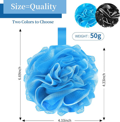 FARMOGA Bath Loofah Sponge Body Scrubber Shower Sponge Exfoliating Mesh Pouf Shower Ball Bath Sponges for Women and Men Bathing Accessories (4Pack 50G Colorful)
