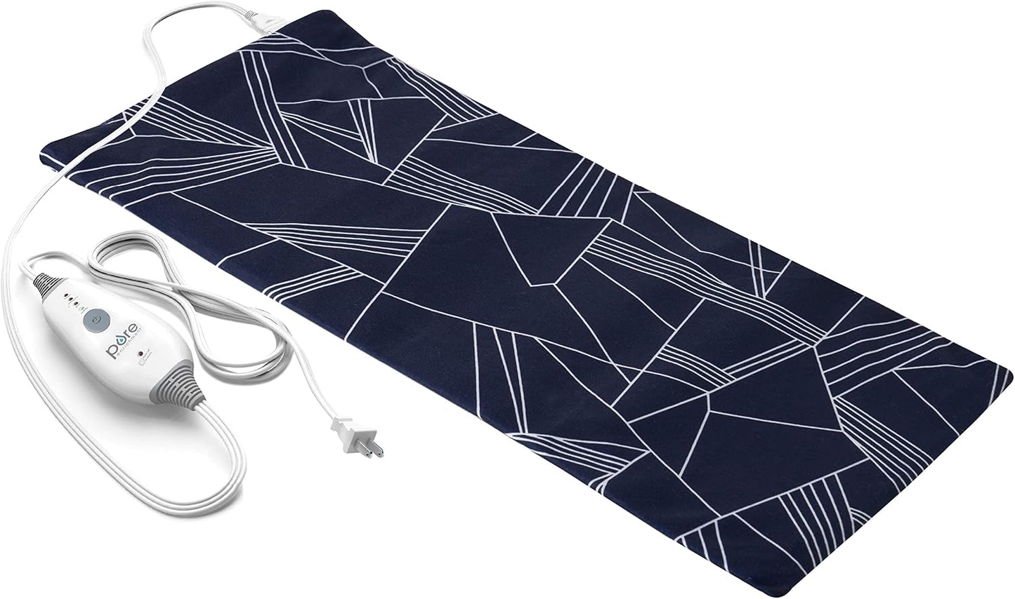 Pure Enrichment PureRelief Express Designer Series Electric Heating Pad - 12” x 15” Fast-Heating with 4 Heat Settings, Machine-Washable Fabric, & 2-Hour Auto Safety Shut-Off - Cerulean Diamond