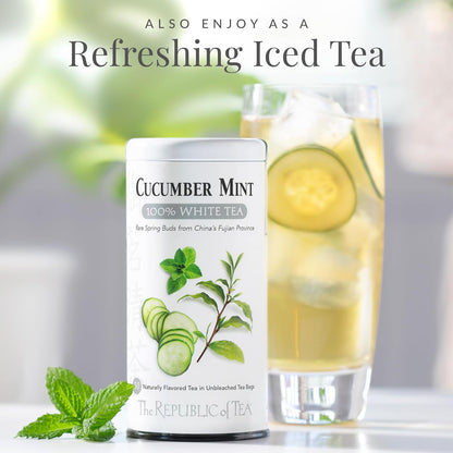 The Republic of Tea – Cucumber Mint 100% White Tea Bags, Steeps 50 Low-Caffeinated Cups
