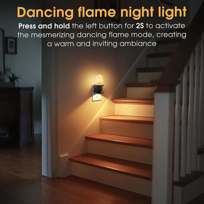 Briignite Flameless Candle Night Light, 2 Pack, Night Lights Plug into Wall, Candle Nightlight with Light Sensor, 0-100LM Dimmable LED Night Light Plug in, 1800K Amber Nightlight for Hallway Bathroom