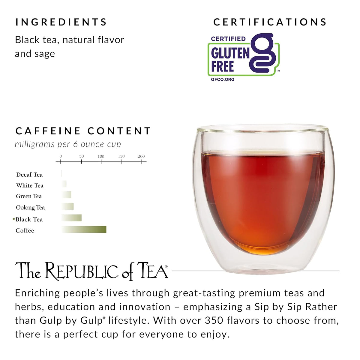 The Republic of Tea Blackberry Sage Black Tea, 50 Count