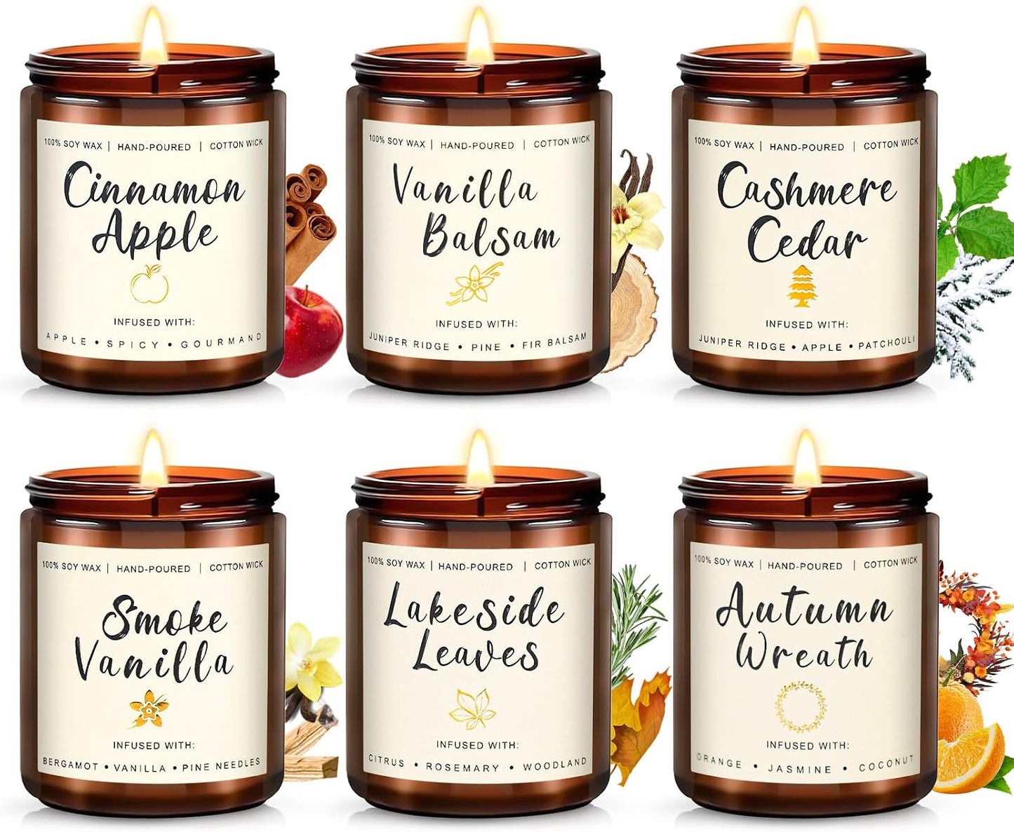 6-Pack Scented Candles for Home, 3.5 Oz Soy Wax Aromatherapy Candle Gift Set, Lavender Chamomile, Eucalyptus Mint & Vanilla, Birthday Gifts for Women, Thank You Graduation Gifts
