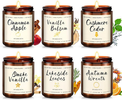 6-Pack Scented Candles for Home, 3.5 Oz Soy Wax Aromatherapy Candle Gift Set, Lavender Chamomile, Eucalyptus Mint & Vanilla, Birthday Gifts for Women, Thank You Graduation Gifts
