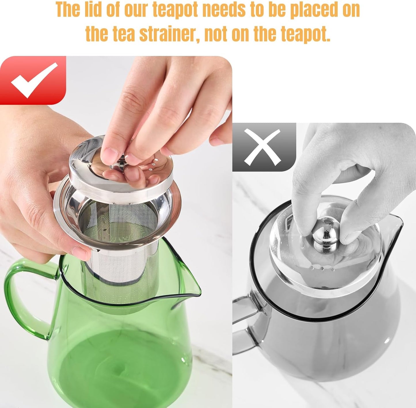 PARACITY Glass Teapot Stovetop 18.6 OZ, Borosilicate Clear Tea Kettle with Removable 18/8 Stainless Steel Infuser, Teapot Blooming and Loose Leaf Tea Maker Tea Brewer for Camping, Travel (550ML)