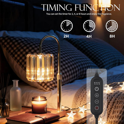Yuichoy Candle Warmer Lamp with Timer, Dimmable Electric Candle Wamer Adjustable Height, Gifts for Women Mom, Glass Modern Candles Melter Lamp, Black