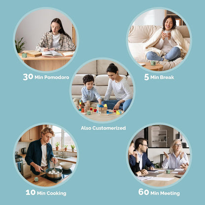 KADAMS Pomodoro Timer – Visual Cube with 5/10/30/60 Min Presets, LED Countdown Ring & Count Up Mode, Silent Flip Productivity Timer for Study, Classroom, Office, Cooking
