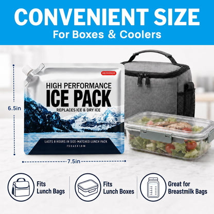 Reusable Ice Packs for Cooler Bag & Large Lunch Box, Long Lasting Gel Freezer Pack for Backpack, Heavy Duty Cold Packs for Camping, Travel, 3 Pack (9.8"x9.8")
