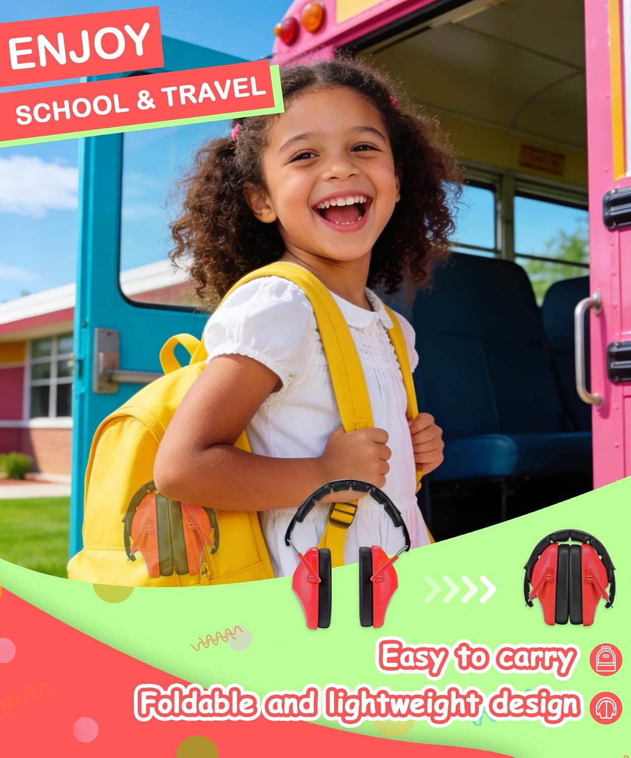 ZOHAN 032 Kids Noise Canceling Headphones - 25dB NRR Kids Ear Protection Earmuffs for School, Monster Jam, Fireworks, Travel, Air Show, Concert, Autism - Pink