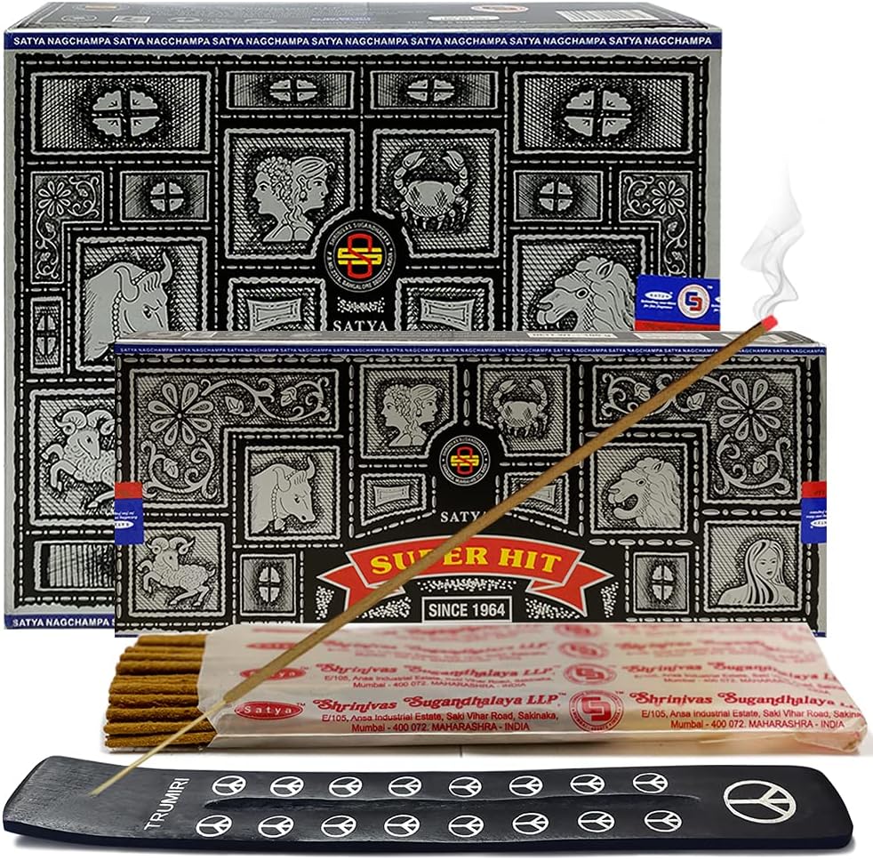TRUMIRI Incense Stick Holder Bundle with Satya Sai Baba Nagchampa 250g Bulk Incense Sticks Nag Champa Agarbatti - Pack of 1 (Approx 250 Insence-Sticks)