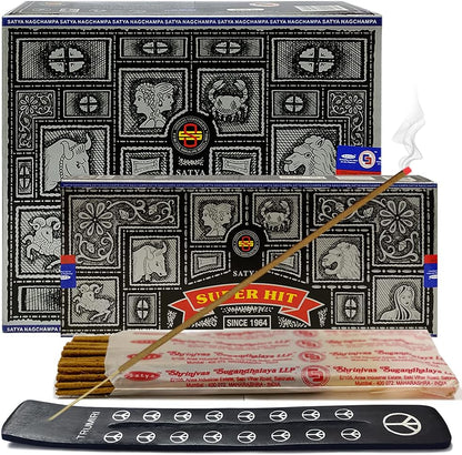 TRUMIRI Incense Stick Holder Bundle with Satya Sai Baba Nagchampa 250g Bulk Incense Sticks Nag Champa Agarbatti - Pack of 1 (Approx 250 Insence-Sticks)