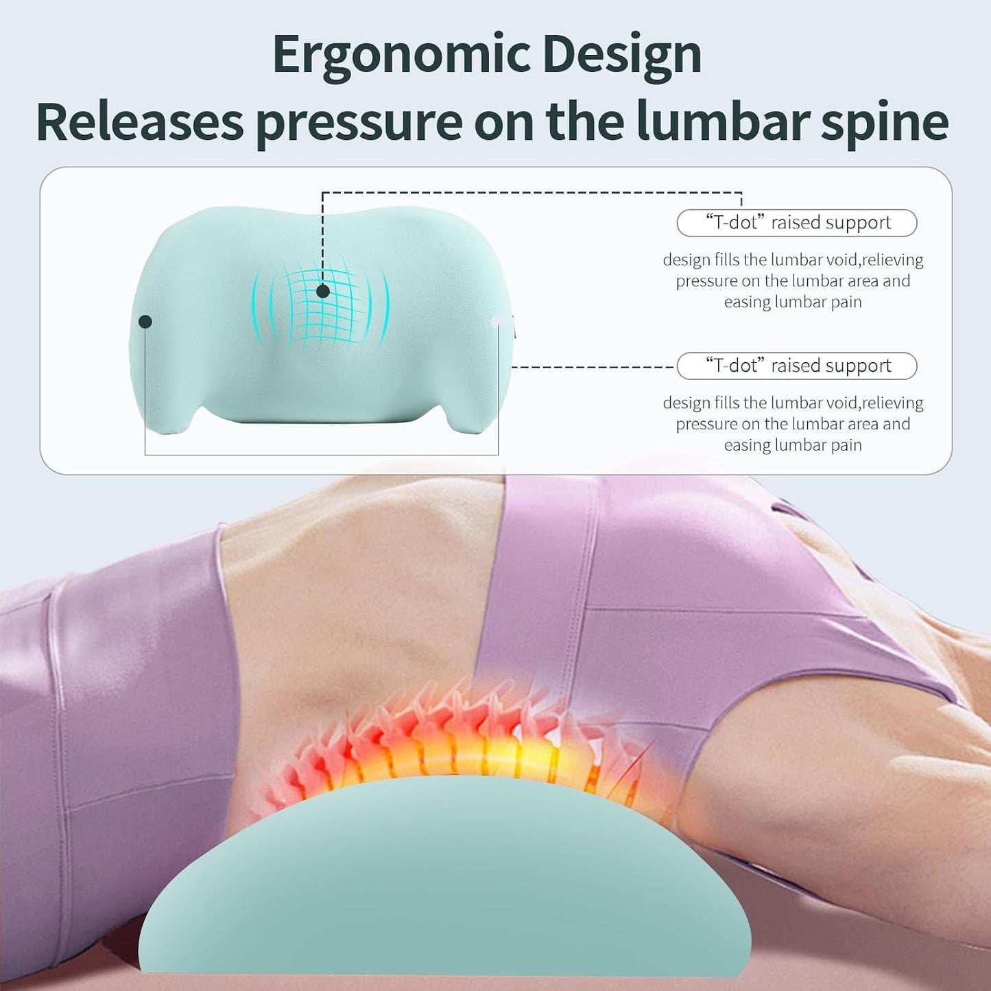 Lumbar Support Pillow for Office Chair, Car Lumbar Pillow Lower Back Pain Relief, Memory Foam Back Cushion with 4D Mesh Cover and Adjustable Straps, Ergonomic Chair Back Pillow for Car,Bed, Gaming