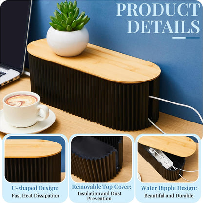2 Pcs Cable Management Box, Fits Most Power Sockets, 11.8x5.1x4.3 in